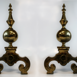 Paire de chenets en bronze, style baroque