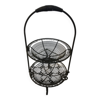 Servant or fruit carrier of anthracite metal with two baskets