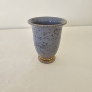 Blue ceramic vase signed (Signature to be identified) Height 12cm