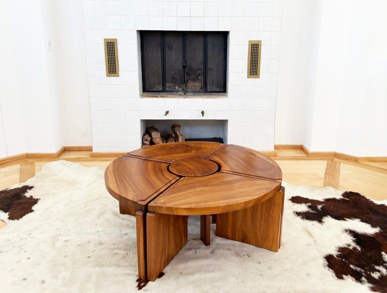 Modular "nuclear" bench + 5-piece coffee table 1940s
