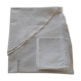 Nappe lin dentelle ajourée et 8 serviettes