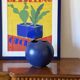 Modern blue spherical ceramic vase, Italy 1970