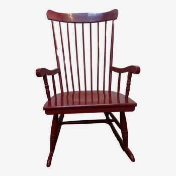 Vintage wooden rocking chair burgundy paint
