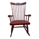 Rocking chair vintage en bois peinture bordeaux