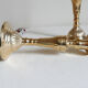 Pair of vintage brass chandeliers art deco style to pose on a console