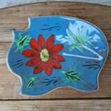 Hand painted ceramic empty pocket plate with flower pattern