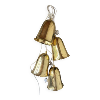 4 x lampes à suspension suédoises antiques en laiton doré par Boréns