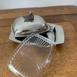 Silver metal butter dish