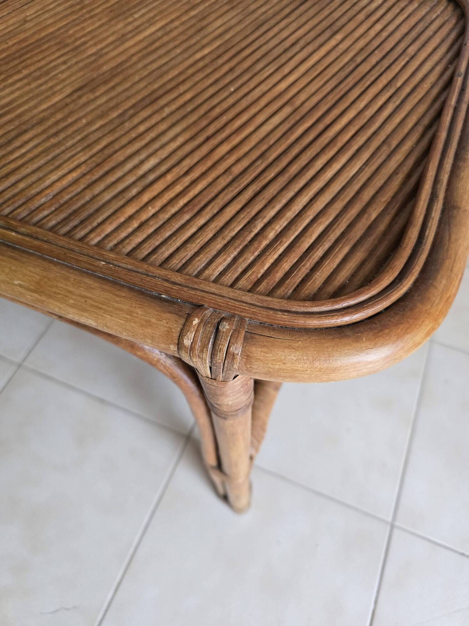 Vintage coffee table in rattan and cane – 1960s/70s