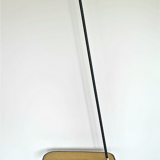 Mid-century tripod floor lamp with perforated metal shelf