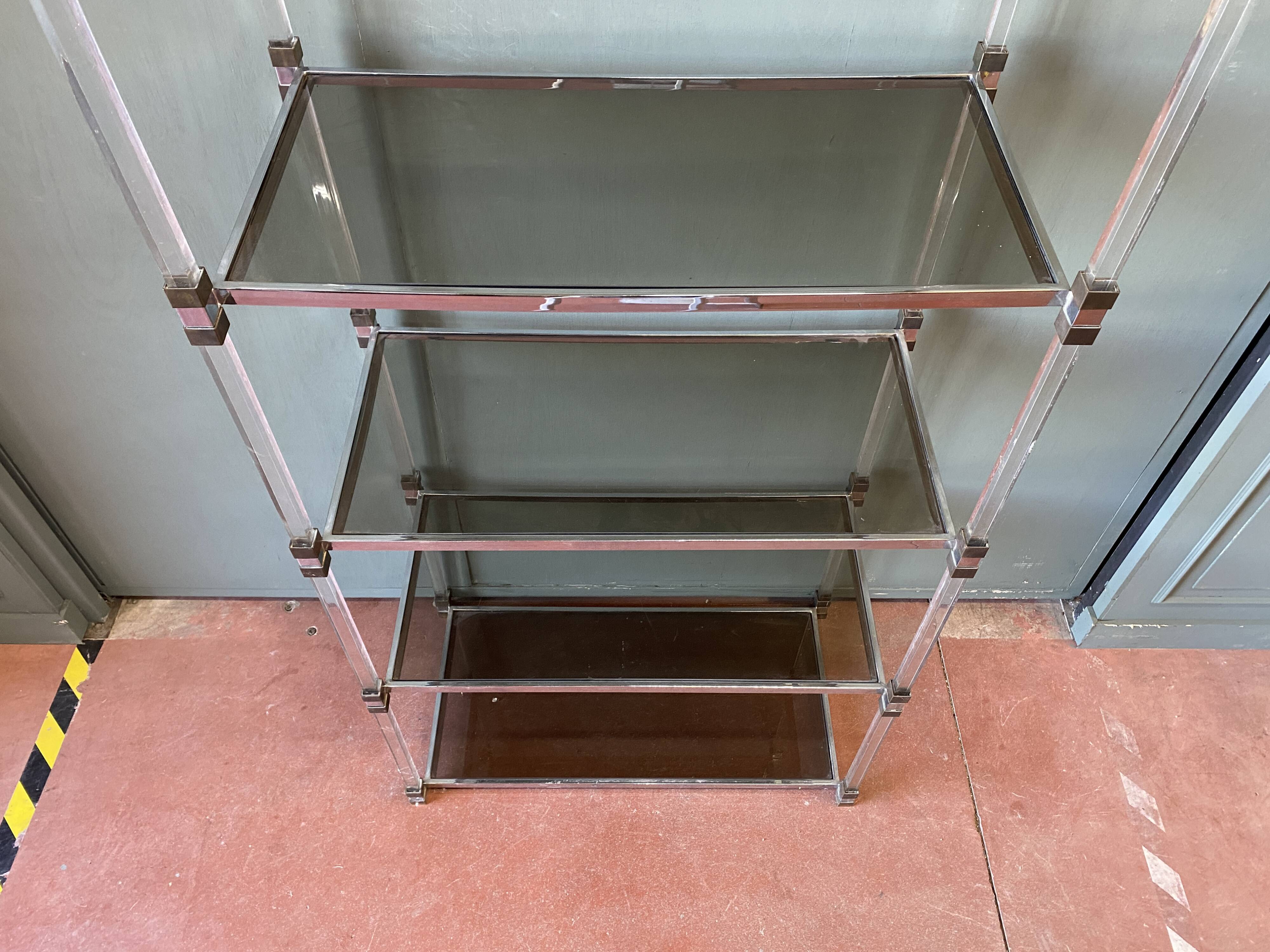 70s shelf in plexiglas and smoked glass