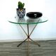Tripod pedestal gold metal side and glass tray, years 50
