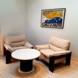 Pair of Italian armchair in Walnut 1970