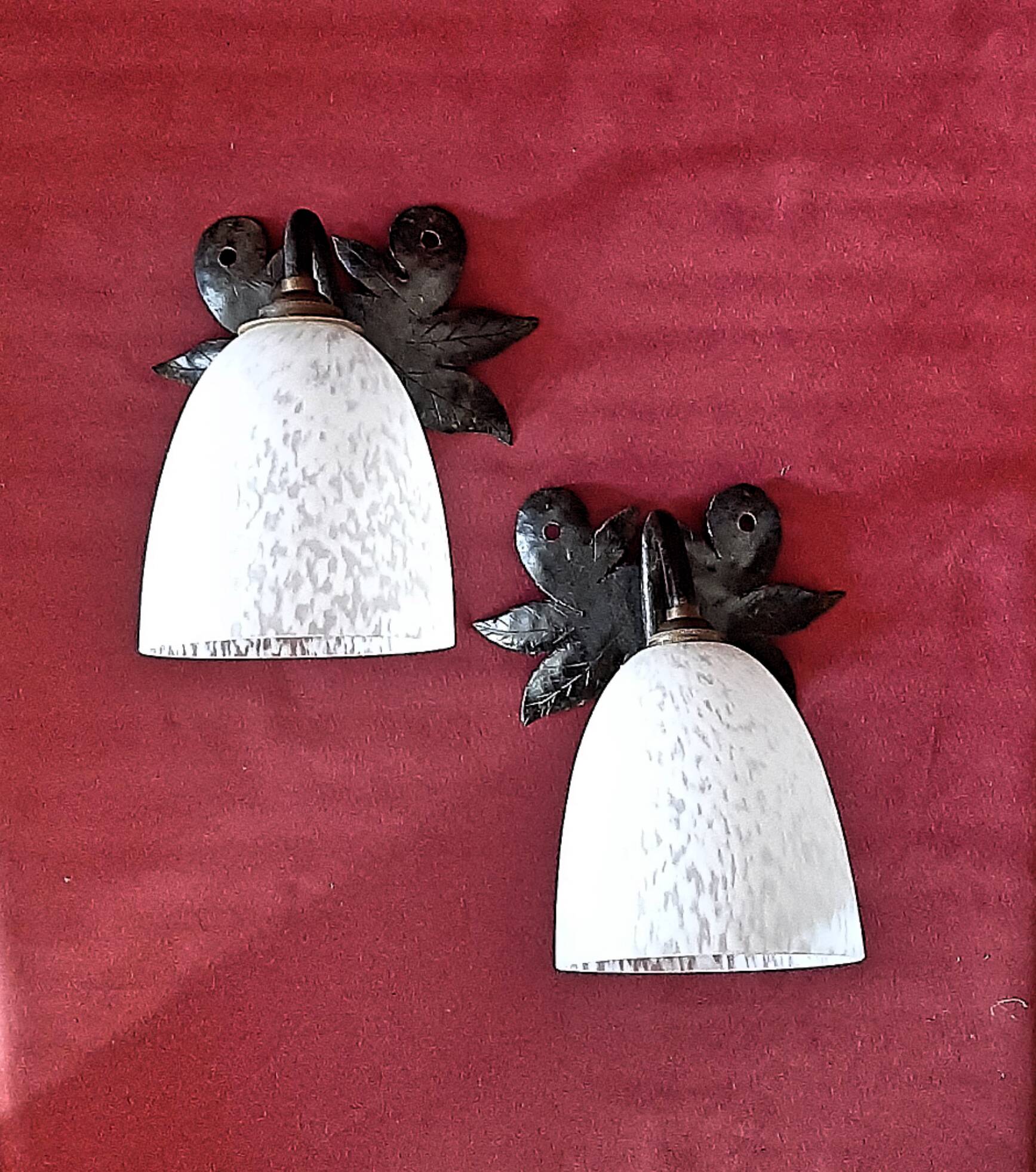 Pair of art nouveau wall lamps