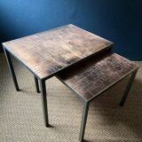 Nested copper tables by Herbert Hirche for Rosenthal, Germany, 1970s.