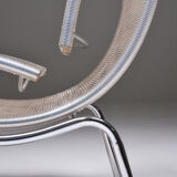 Post-modern pair of easy chairs in chrome and plastic wire - 1960s