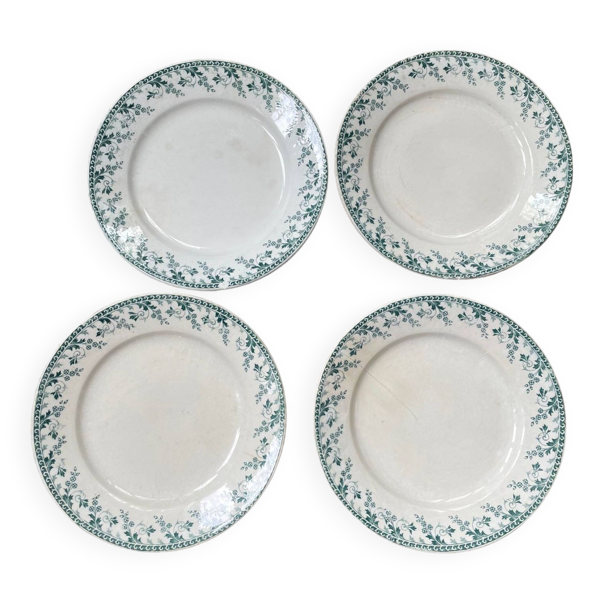 4 opaque porcelain dessert plates from Gien, Montigny model