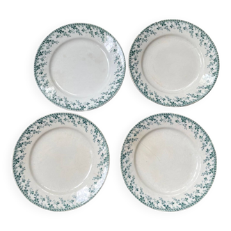 4 assiettes à dessert en porcelaine opaque de Gien modèle Montigny