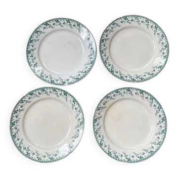 4 opaque porcelain dessert plates from Gien, Montigny model