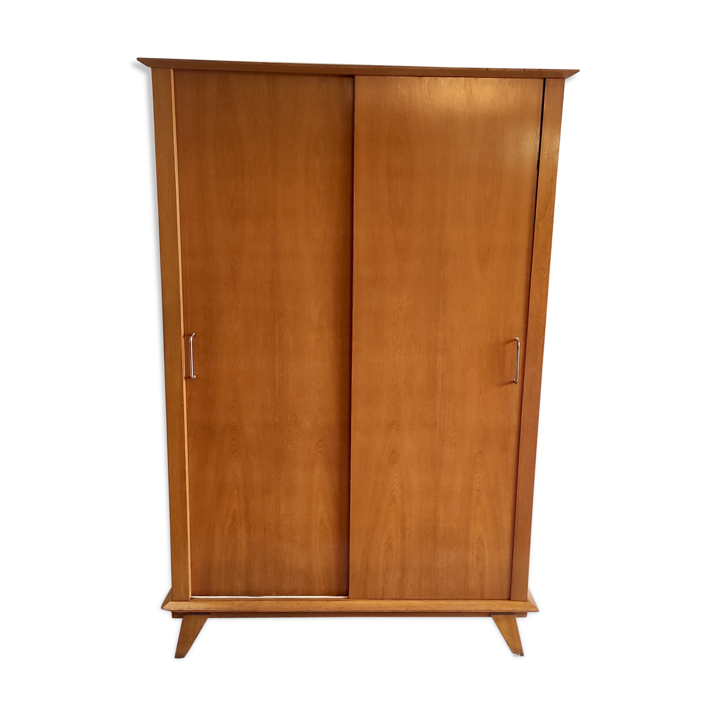 Compas feet cabinet 2 oak sliding doors - 50s