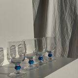 Lot de 4 verres à eau à pied boule bleue