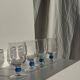 Set of 4 blue ball stemmed water glasses