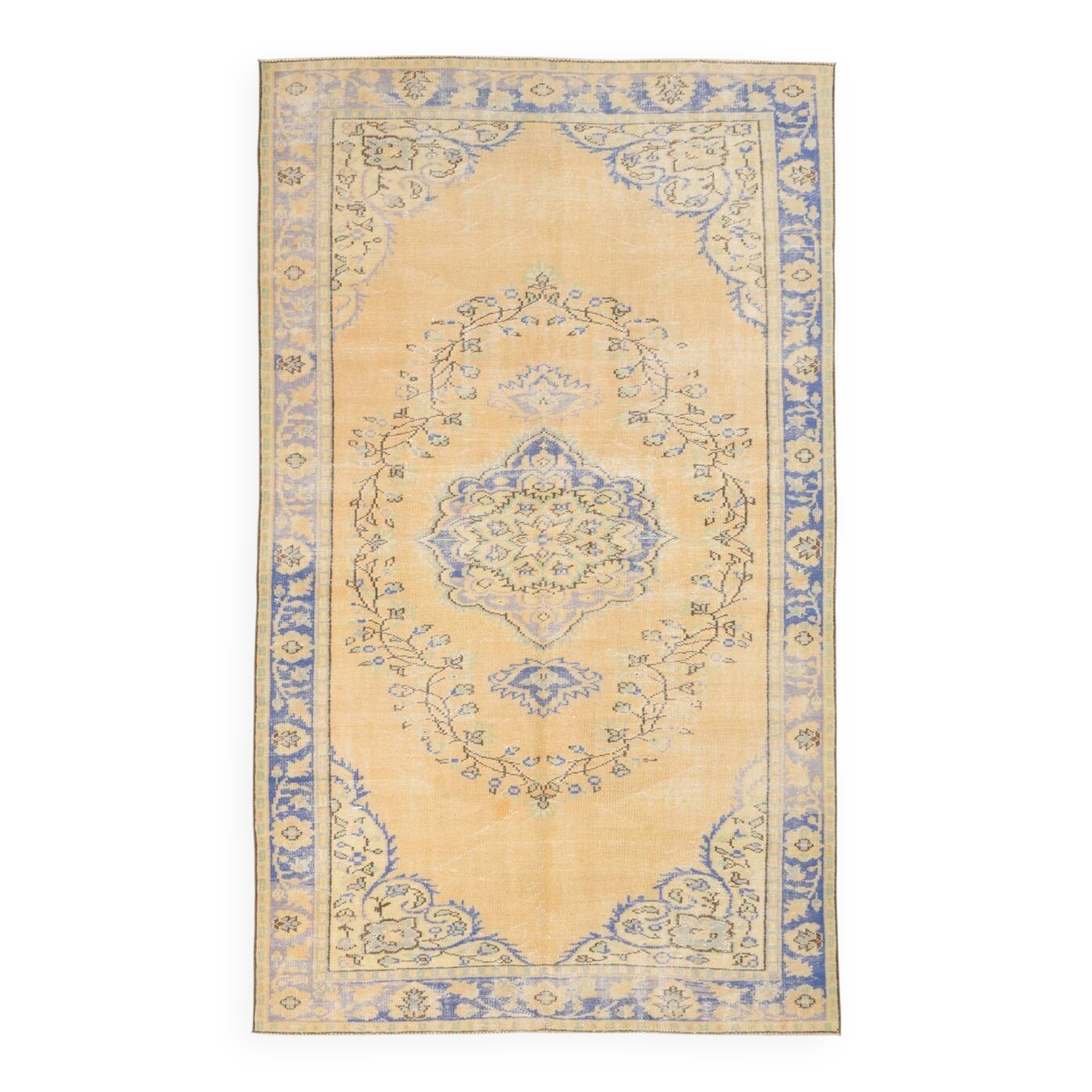 5x8 Rug For Living Room Yellow Blue Vintage Rug, 170x253Cm