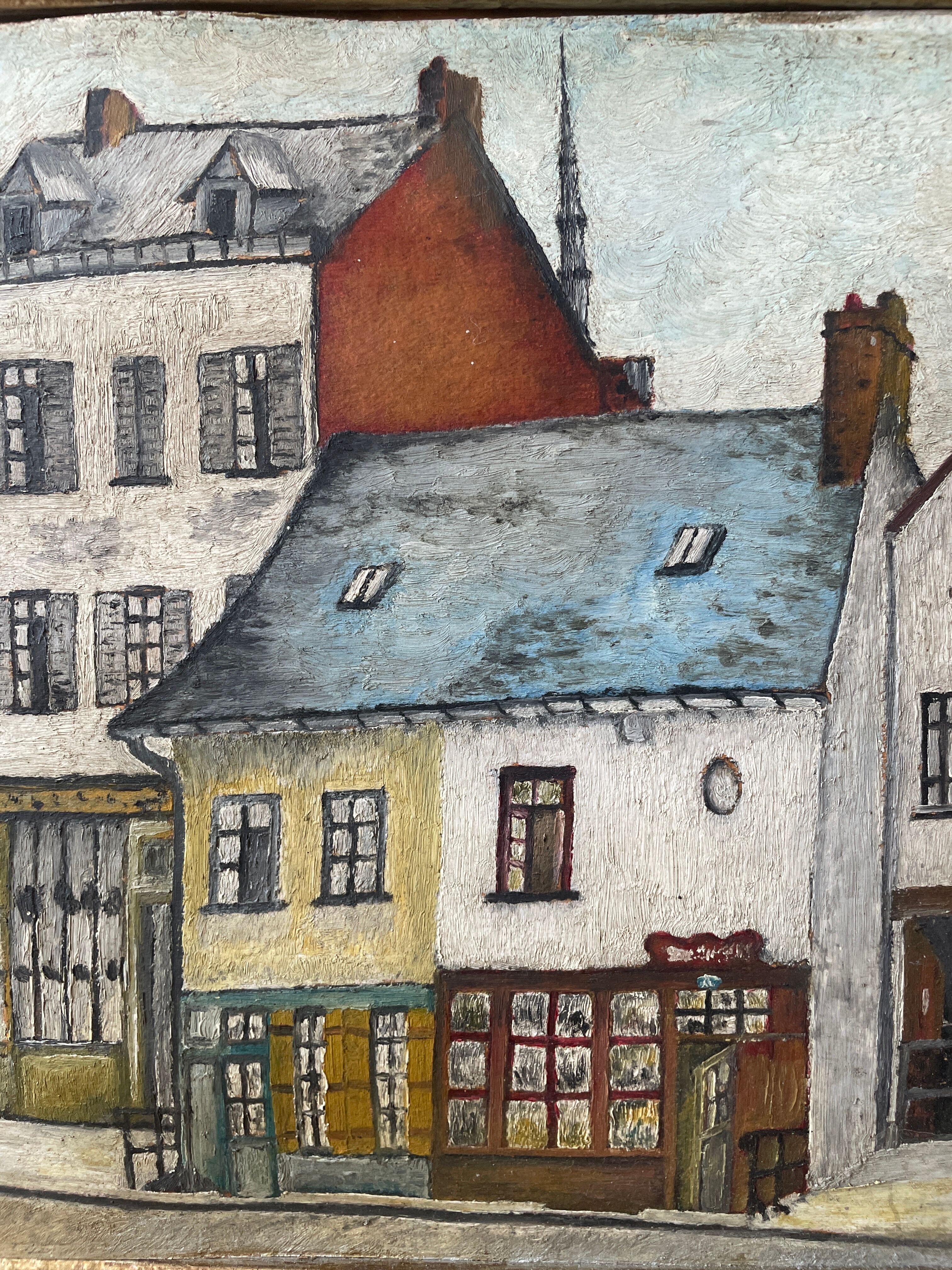 Oil on old cardboard framed and signed