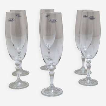 6 “real crystalline” champagne flutes