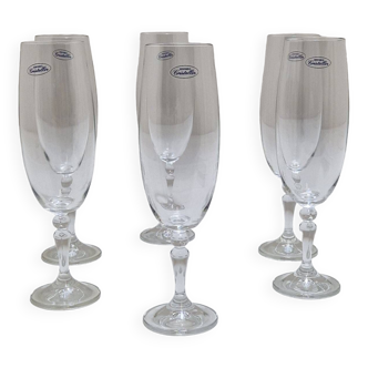 6 “real crystalline” champagne flutes