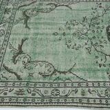 4x9 Rug For Living Room Green Oriental Turkish Vintage Rug, 135x270Cm