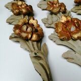 Set of 3 old 18th century ornaments in polychrome carved wood