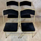 4 velvet and brass chairs