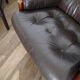 Pair of Scandinavian leather armchairs with ottomans 1970