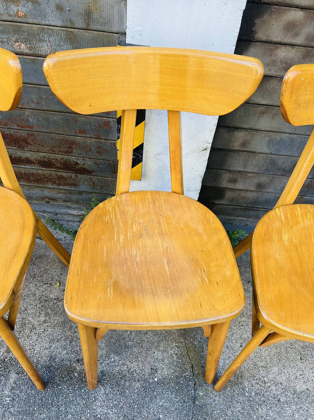 (Lot) 6 Bistro Chairs Lutherma Banana (Light Oak)