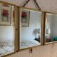 Miroir vintage 1900 triptyque barbier laiton ciselé - 27 x 58 cm