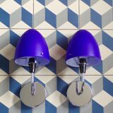 Pair of blue opaline sconces