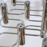 Sciolari chrome modernist design chandelier, Italy 1970s