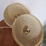 Two glass hanging lamps from clichy art deco period