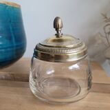 Boîte en verre ciselé et couvercle argent