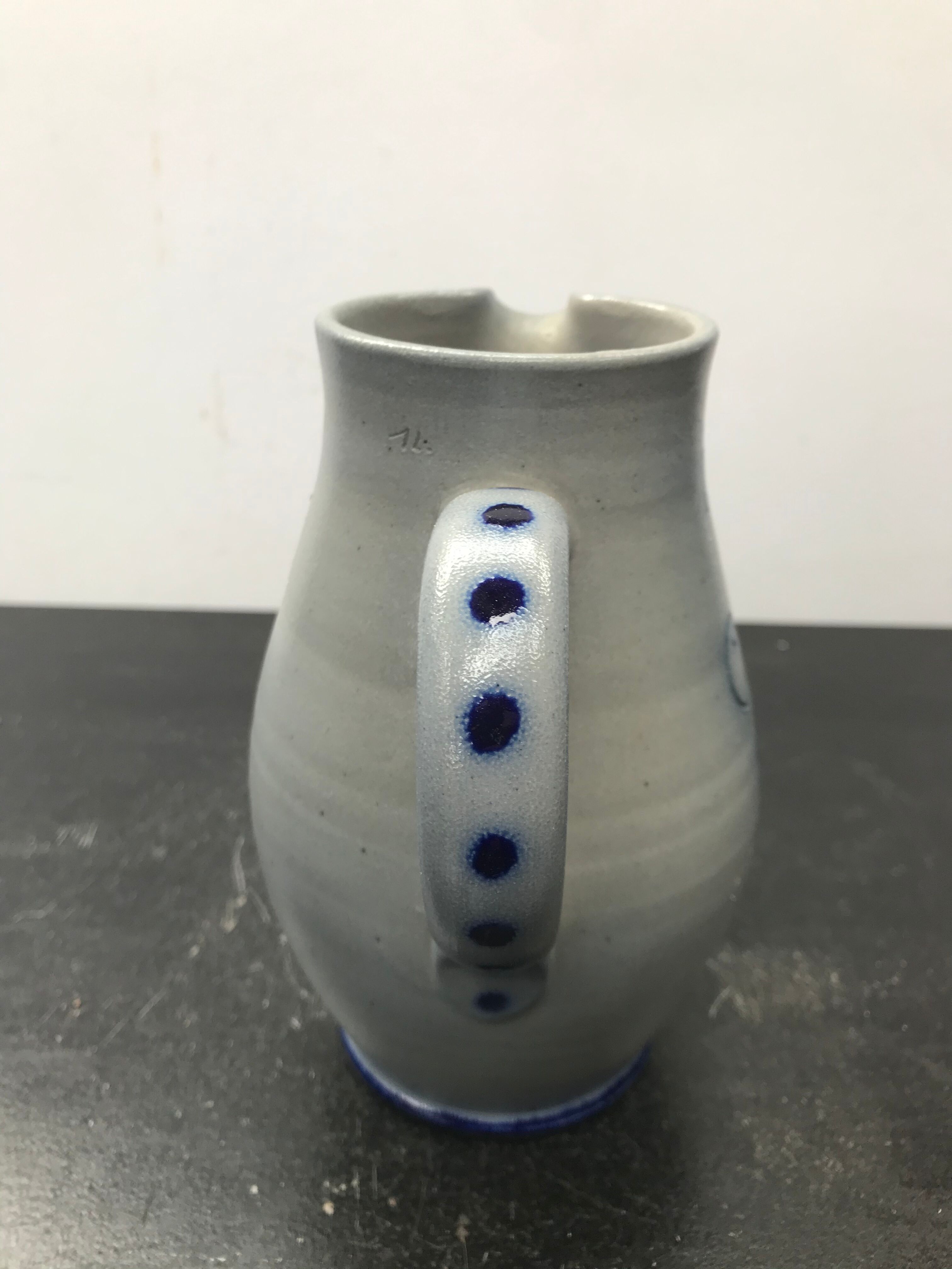 Former betschdorf pitcher blue sandstone enamelled decor vintage vines