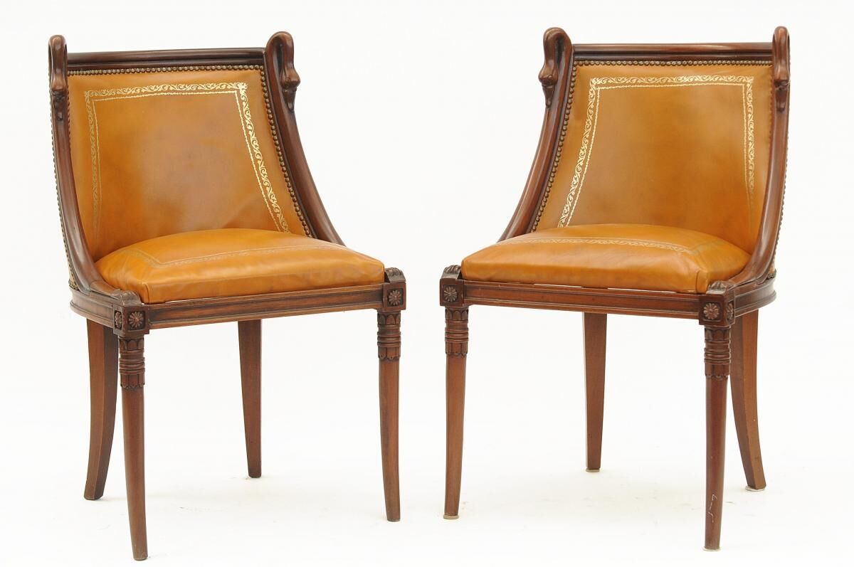 Series of 4 swan neck chairs