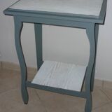 Table d’appoint bleue-grise à 2 plateaux
