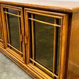 Vintage mirrored bamboo sideboard by Maugrion for Roche Bobois, 1970s. France