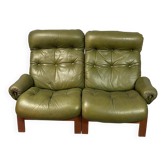 Supercomfy Scandinavian Rybo Rykken Olivegreen Leather 2-Seater Ry-Wing