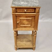 Table de chevet ancienne en marbreet bois, 1 tiroir