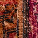 Fuchisa & Burgundy Turkish Runner Rug, One of a Kind Hallway Runner