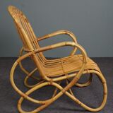 Unique Dutch design rattan armchair, 1950s