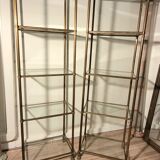 Pair of brass and gilded bronze shelves feet lion's feet