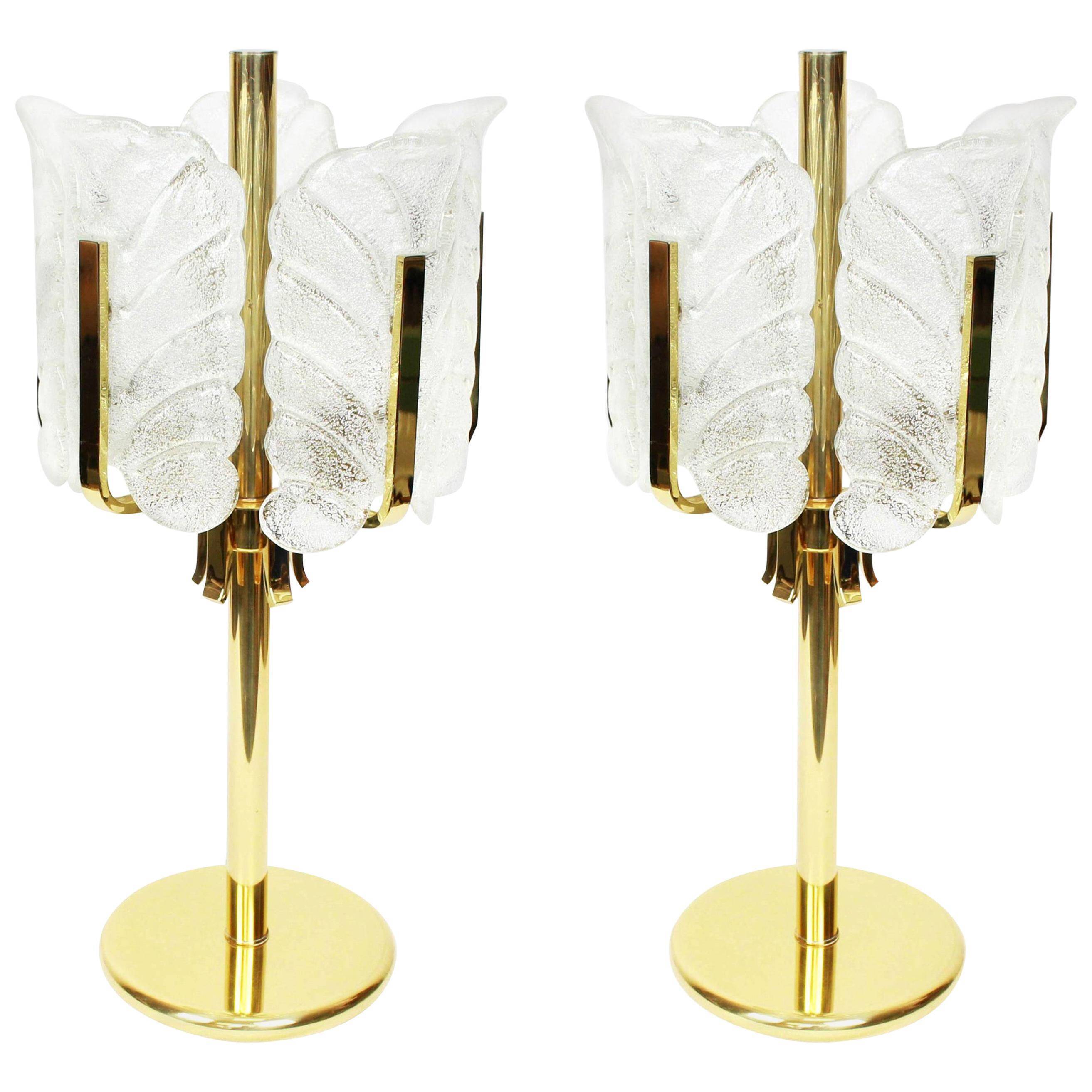 Lampe deCarl Fagerlund pour Orrefors, feuilles en verre Murano, années 1960
